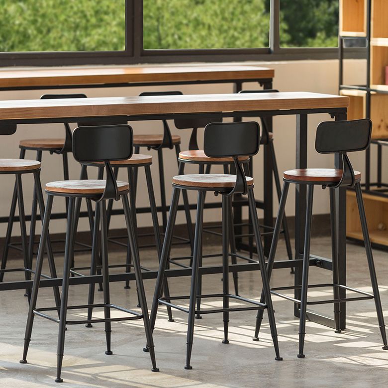 Industrial Wooden Bar Table Set 1/2/4/5 Pieces Rectangle Bar Table and Backless Bar Stools