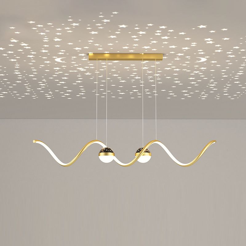 3-Light Modernism Ceiling Light Golden/Black LED Kitchen Island Lighting for Foyer