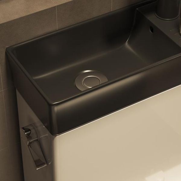 1-Piece Elongated Flush Toilet Ceramic Toilet Bowl with Wash Basin