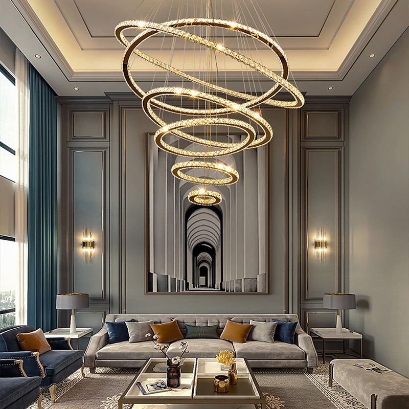 Zeitgenössische mehrschichtige Decke hängende Licht mit Kristallschatten für Esszimmer