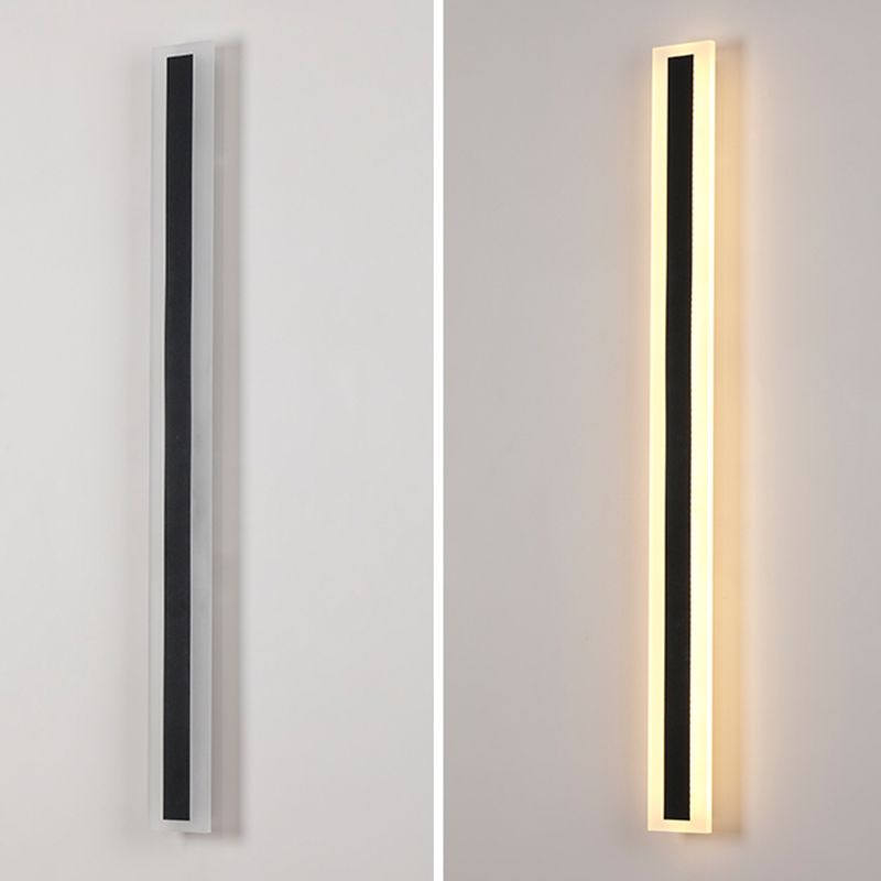 Metal Linear Shape Wall Light Modern 1 Light Wall Mounted Fixture in Black