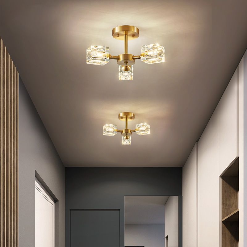 Colonial Style Geometry Ceiling Fixtures Metal Ceiling Flush Mount in Bronze