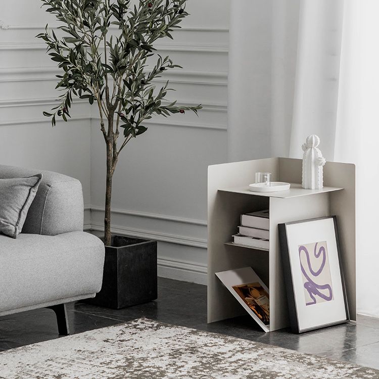 Metal Abstract End Table Mid-Century Corner Table with Shelf