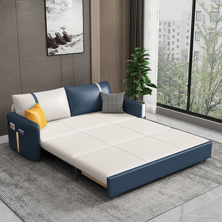 Modern 31.5" H Faux Leather Square Arm Sofa Bed for Apartment