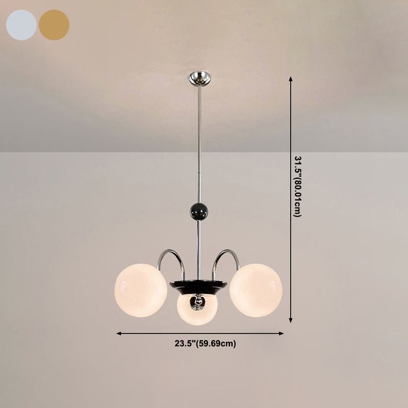 Contemporary Style Spherical Shape Chandelier Lights Glass Chandelier Lighting in Silver