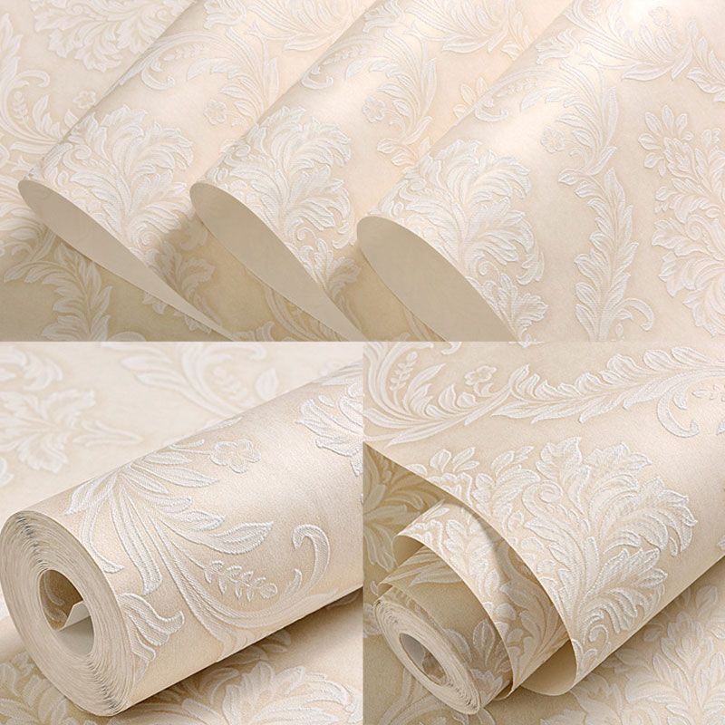 Non-Woven Wallpaper Roll 20.5 in x 31 ft Nostalgic Non-Pasted Wallpaper with 3D Embossed Damasque