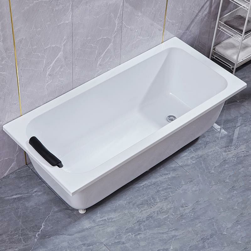 Matte Finish Acrylic Rectangular Bathtub Modern Soaking Freestanding Tub