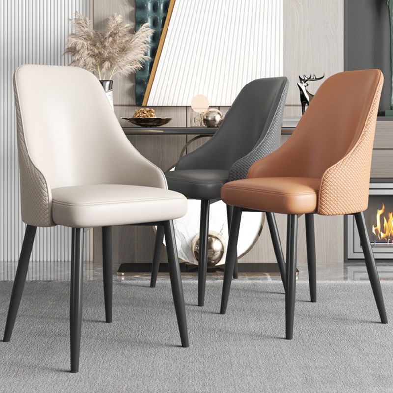 Industrial Style Side Chair Leather Side Dining Chair with Metal Base