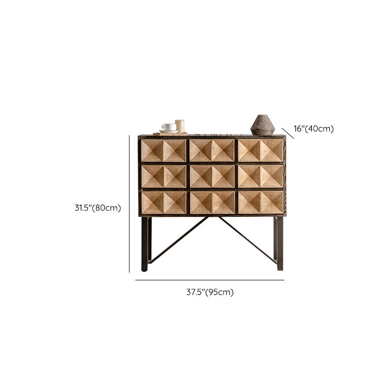 Distressed Wood Accent Chest Industrial Style Solid Wood Cabinet with Drawers