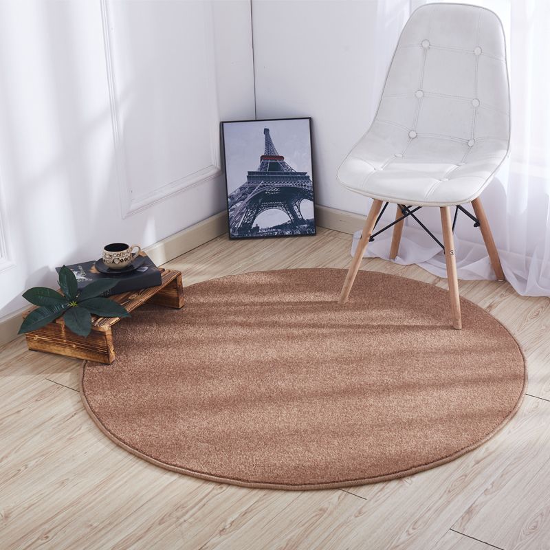 Round Plain Shag Rug Classical Indoor Carpet Non-Slip Backing Carpet for Home Decoration