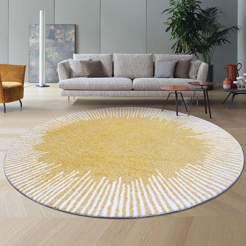 Yellow Contemporary Rug Polypropylene Abstract Printed Area Rug Anti-Slip Backing Washable Area Carpet for Bedroom