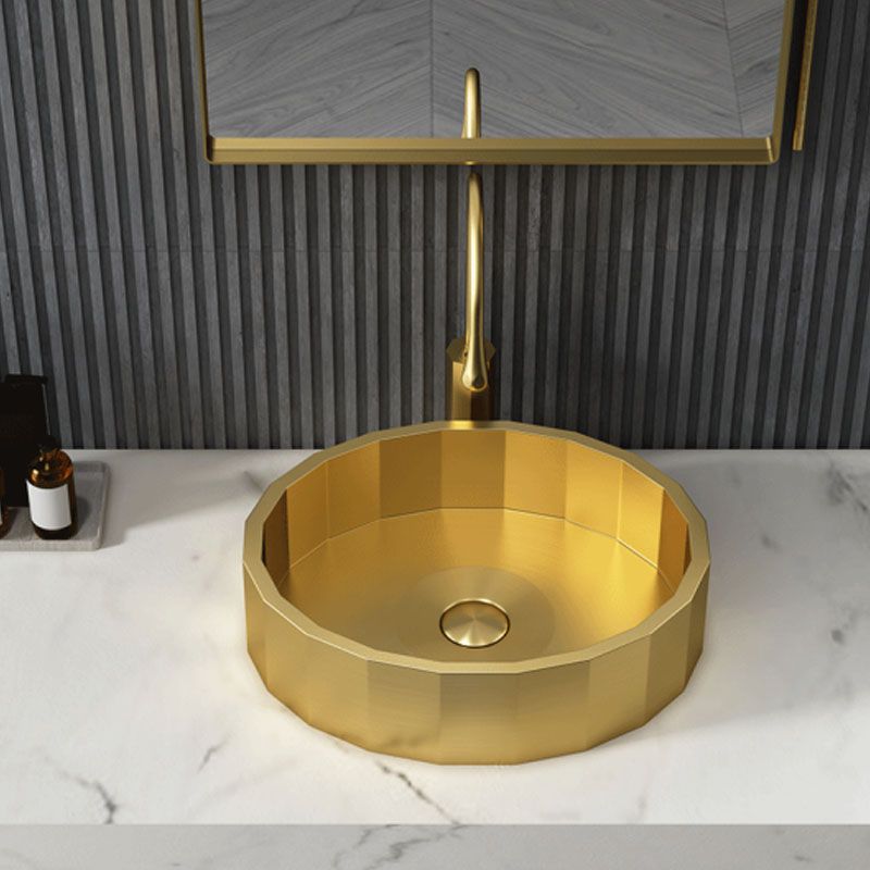 Modern Bathroom Sink Solid Color Metal Trough Bathroom Sink with Pop-Up Drain