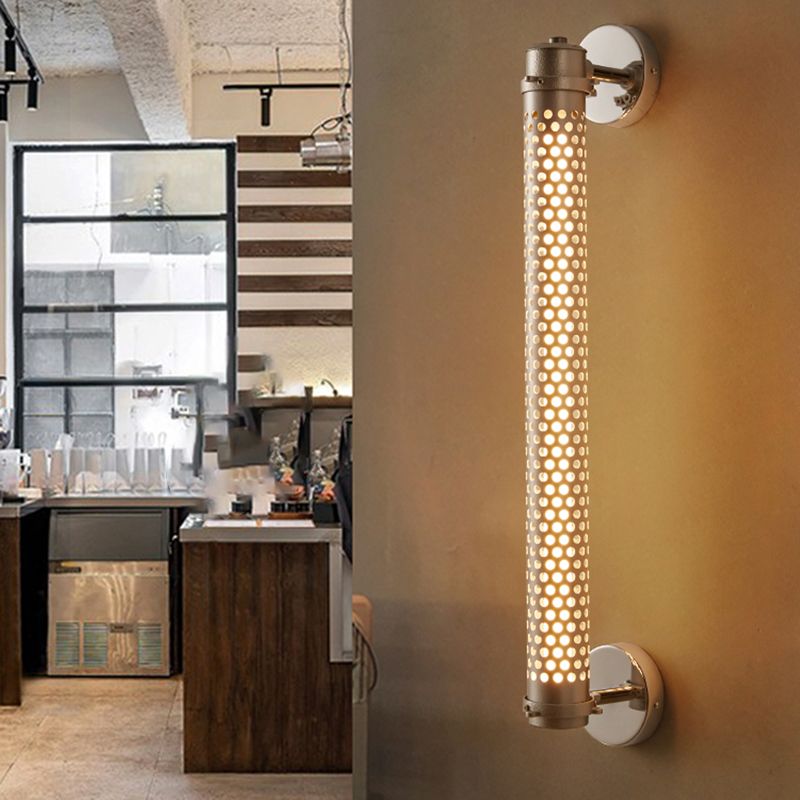 Silver Modern Wall Sconce Cylinder Shape Wall Light with Metal Shade for Living Room