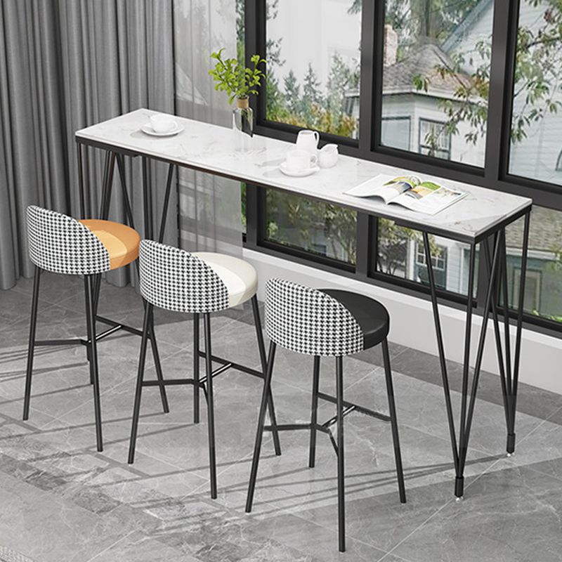 Rectangle Pub Table Glam Faux Marble Top Bar Table for Cafe and Breakroom