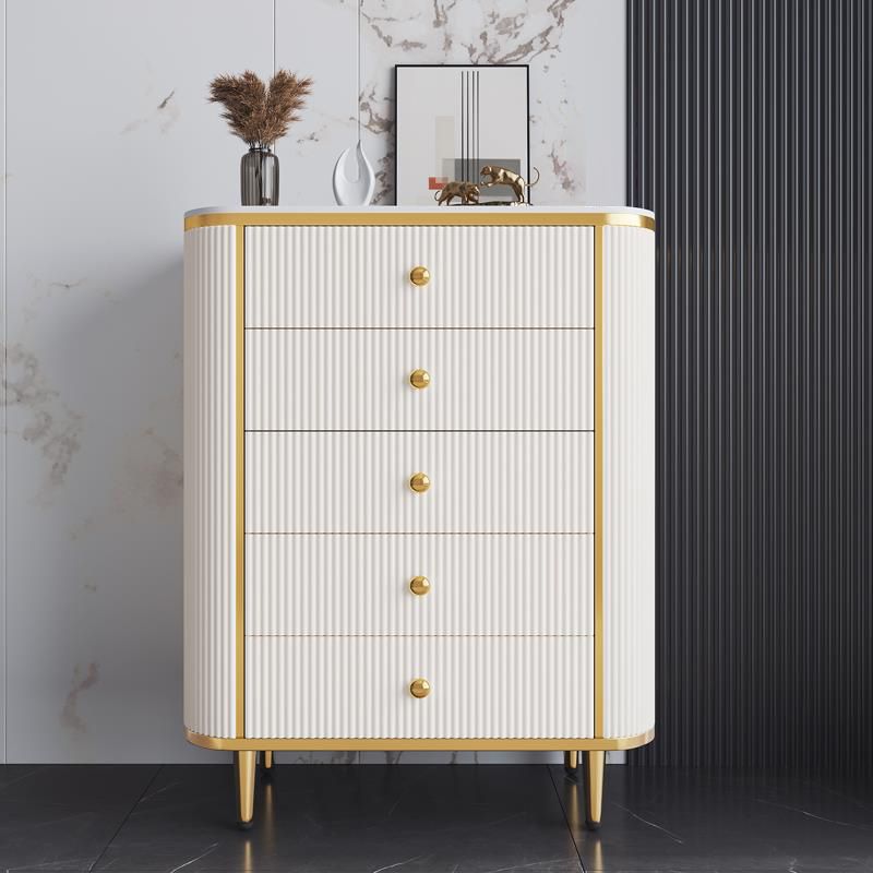 Glam Stone Bedroom Chest White 15" Wide Storage Chest with Drawers