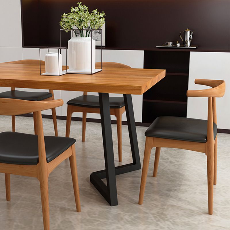 1/2/5/7 Pieces Rectangle Dining Set Solid Wood Dining Table with Leather Chairs
