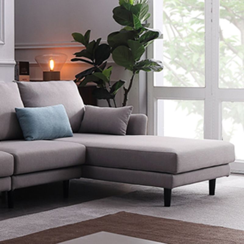 64" Wide Scandinavian Sectional Sofa Cushion Back Grey Sectionals