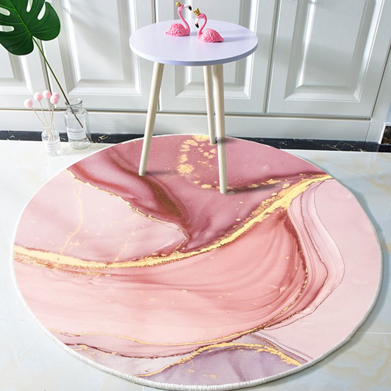Modern Marble Print Watercolor Rug Multi Colored Polyester Rug Non-Slip Backing Washable Stain Resistant Carpet for Home