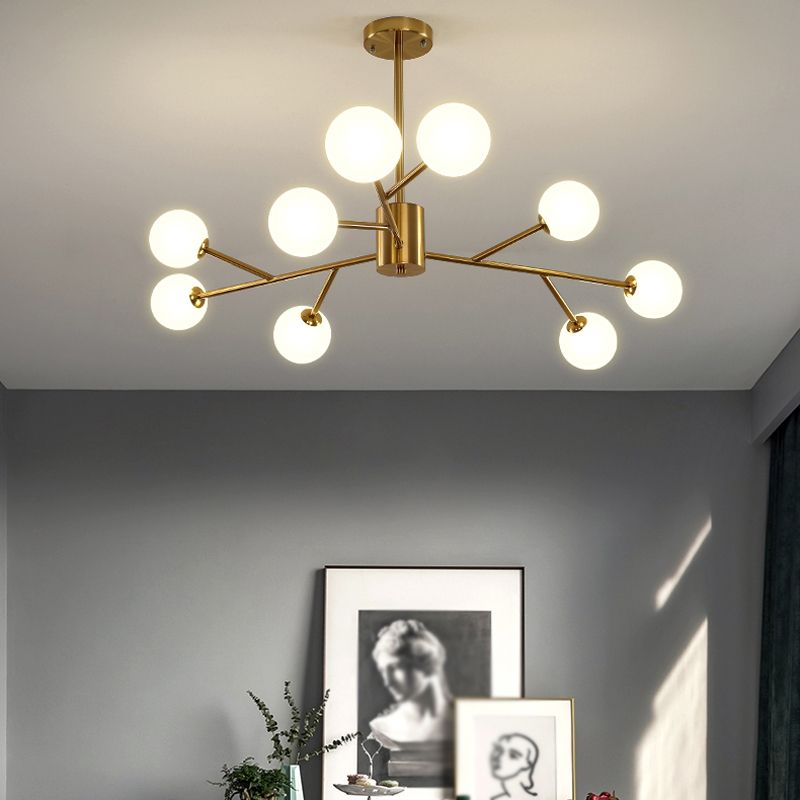 Modern Chandelier Light Fixtures Multi-Head Suspension Pendant Lamp with Glass Shade