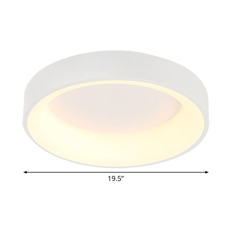 Round Flush Mount Recessed Lighting Simple Acrylic White/Grey 16/19.5 Inch W LED Ceiling Fixture with Hollow Design, Warm/White Light