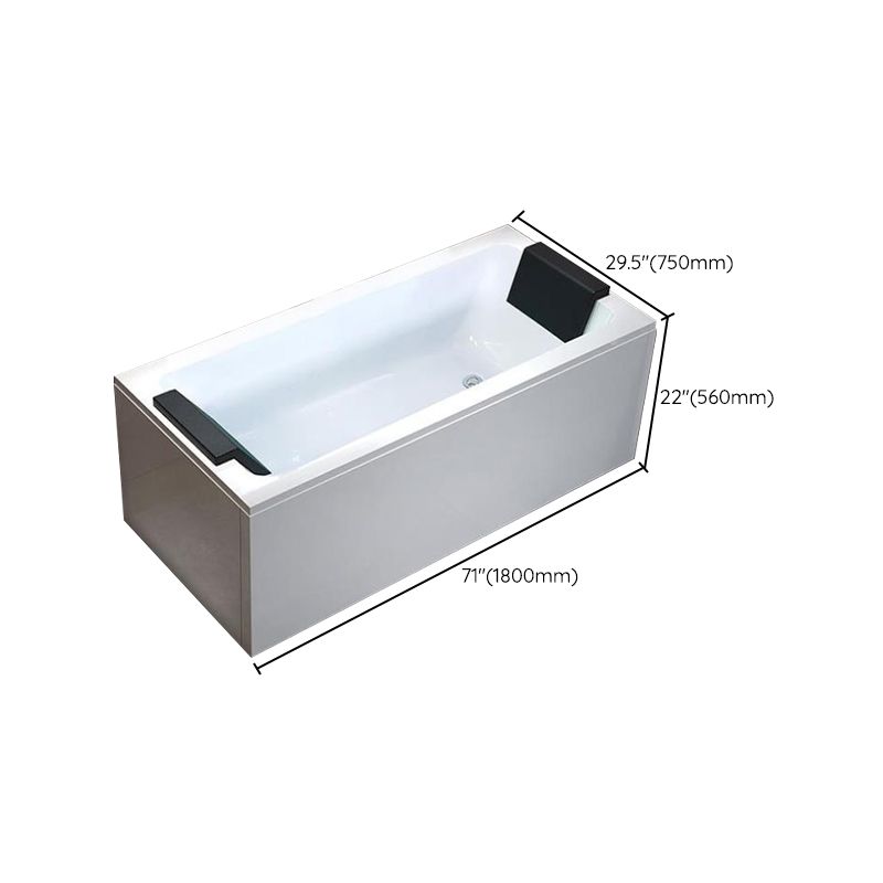 Acrylic Rectangular Bath Soaking Bathtub in White , 22.03" Tall