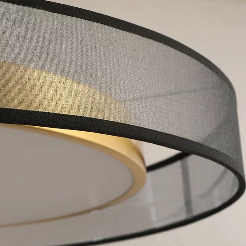 Plafonnier encastré à tambour en tissu moderne, plafonnier LED pour chambre à coucher en laiton