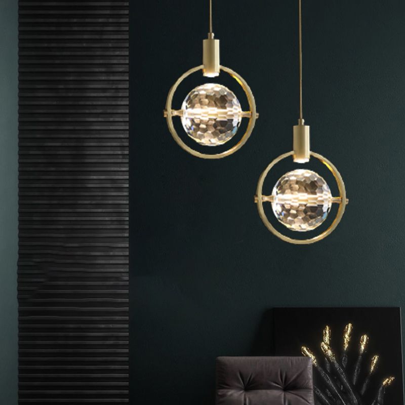 1 suspension géométrique légère pendentif de style moderne lampe à suspension en cristal