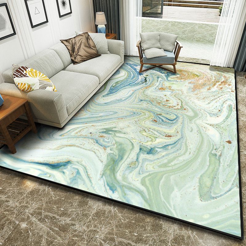 Art Deco Nordic Rug Multi Color 3D Marble Print Carpet Anti-Slip Stain Resistant Pet Friendly Rug for Great Room