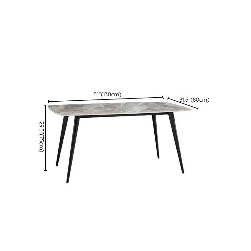Metal Base Table Sintered Stone Top Dining Table for Kitchen