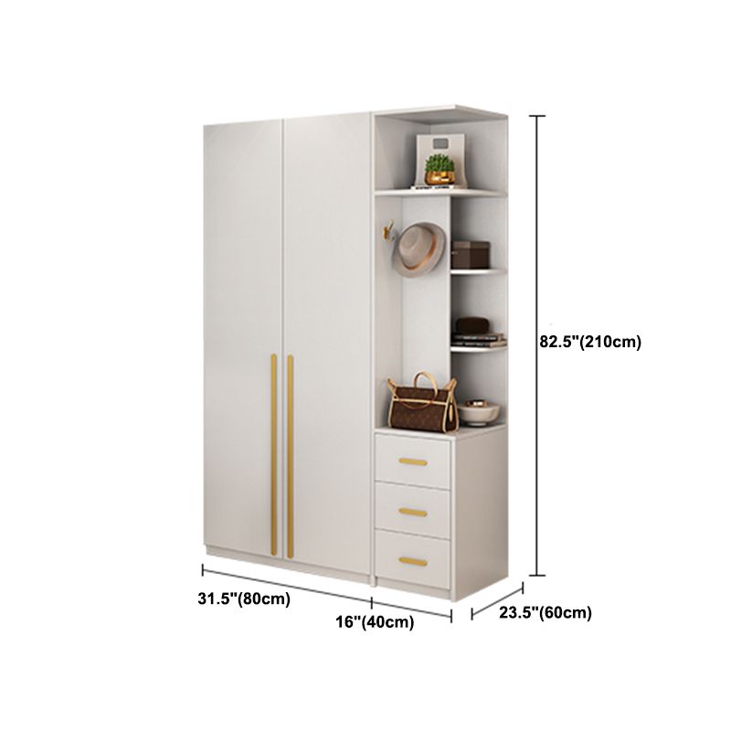 White Colour Wooden Wardrobe Contemporary Style Wardrobe Closet for Home