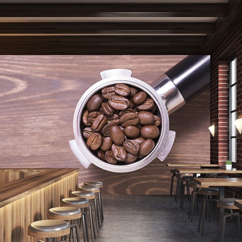 Customized Coffee Beans Mural Contemporary Wallpaper for Shop Decoration
