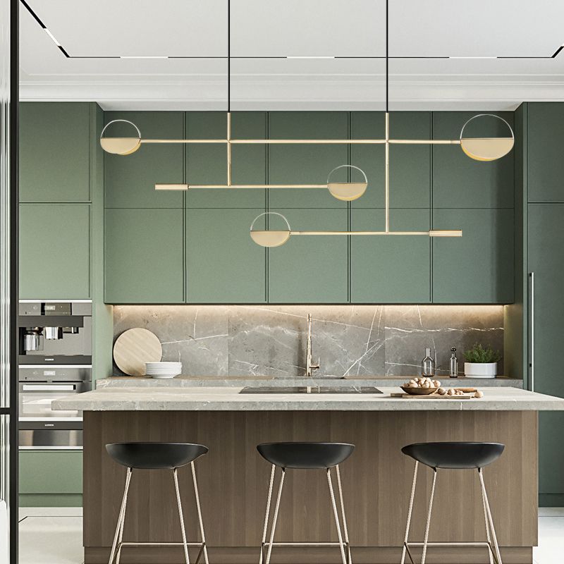 Minimalist 3-Arm Pendant Light Metal 4 Bulbs Dining Room Island Lighting Fixture