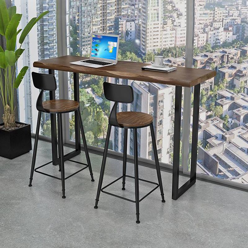 Modern 1/3 Pieces Bar Table Set Rectangle Pine Wood Counter Table with Stools for Balcony