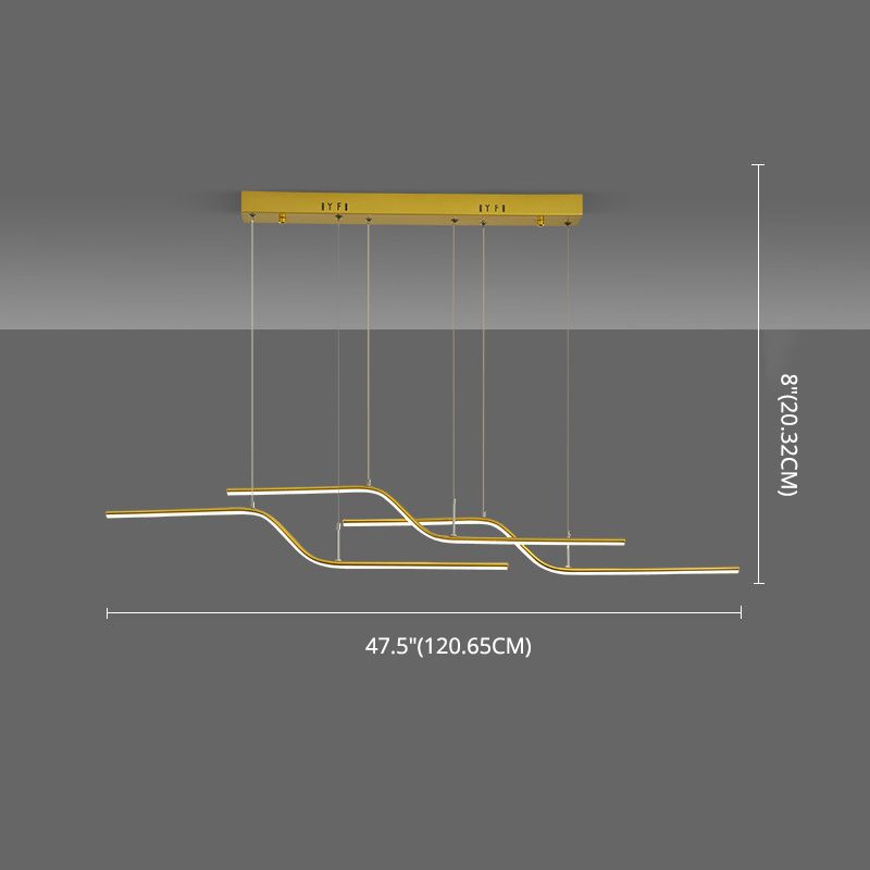 Ultra-modern Linear Hanging Chandelier Metallic Hanging Lamp with Hanging Cord for Restaurant