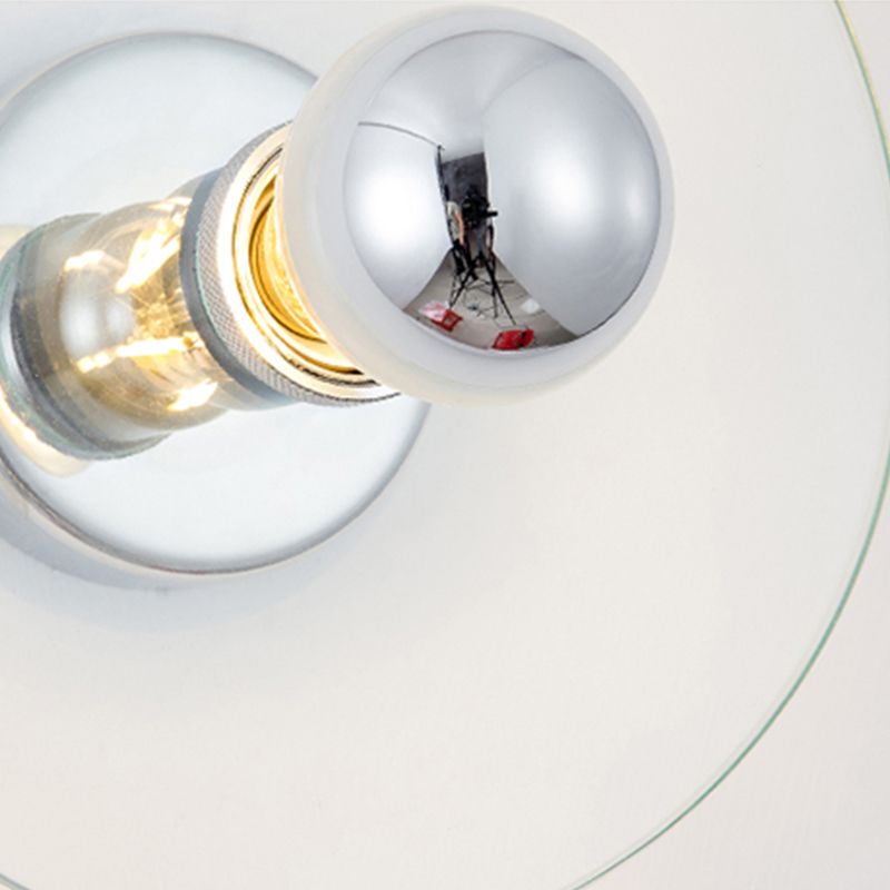 Glass Circle Wall Sconce Single Bulb lampada a parete in stile contemporanea in chiaro per camera da letto