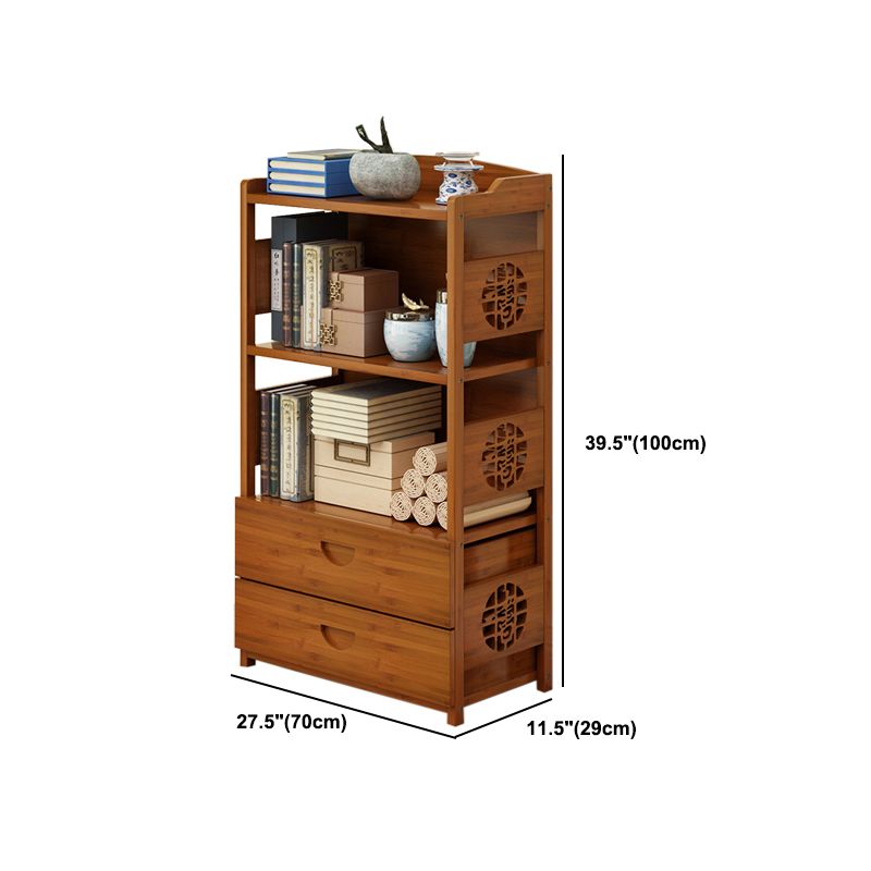 Modern Bamboo Closed Back Shelf Bookcase Floor Brown Book Shelf for Study Room