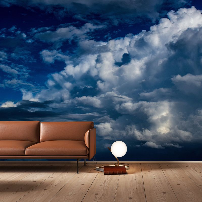 Contemporary Style Cloudscape Mural Mildew Resistant Wall Covering for Living Room Decor