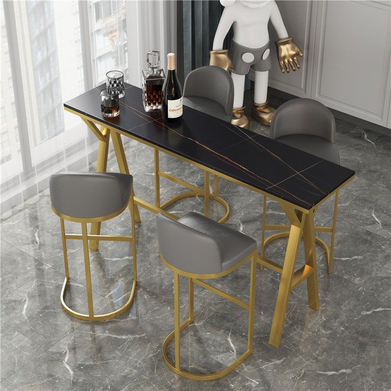 Rectangular Bar Table and Stools Glam 1/3/5 Pieces Pub Table Set
