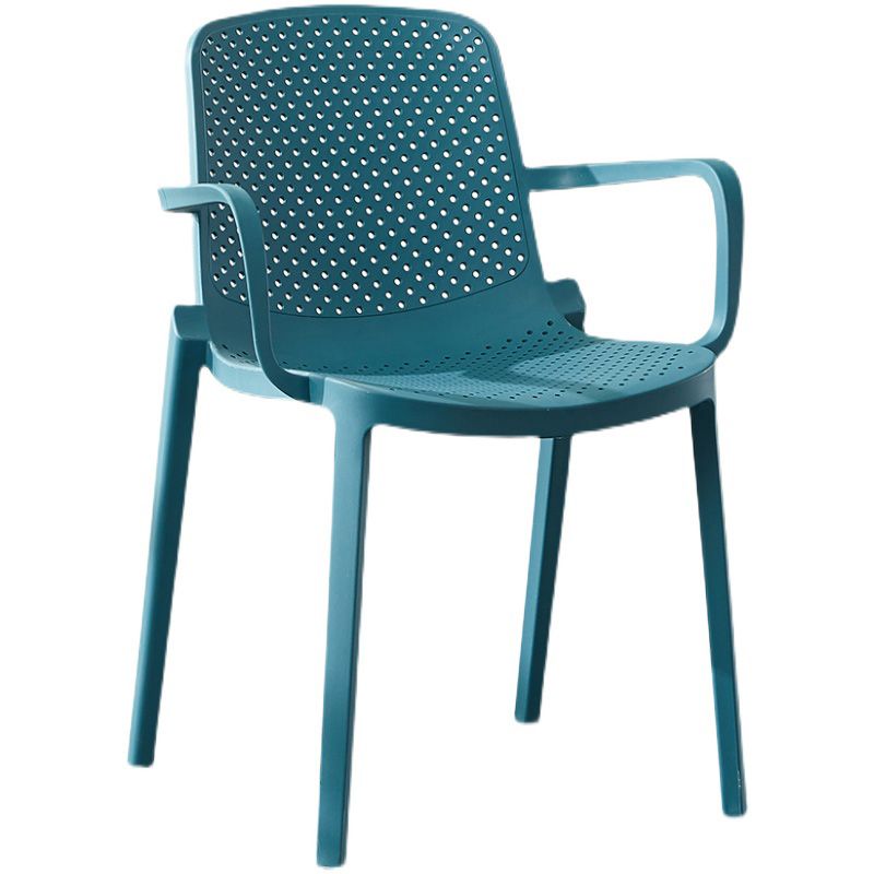 Sillas de comedor de plástico escandinavo, sillones apilables con respaldo sólido (juego de 4)