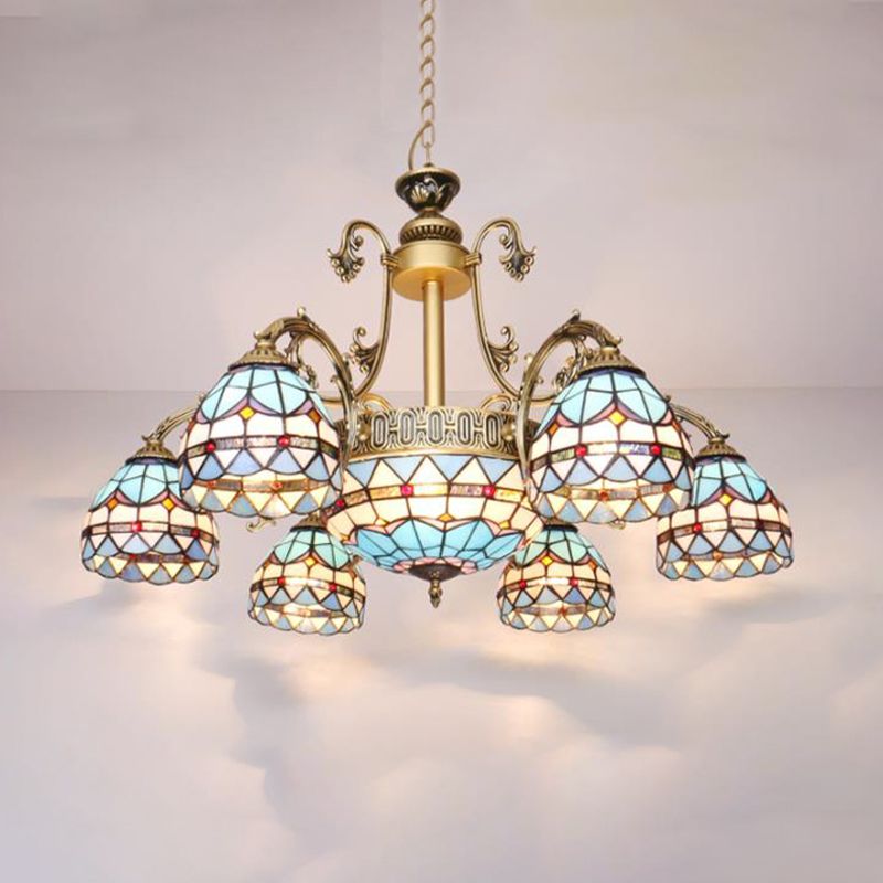 9/11 lumières lustre lustre luminaire méditerranéen dôme en colorant lampe suspendue en bleu