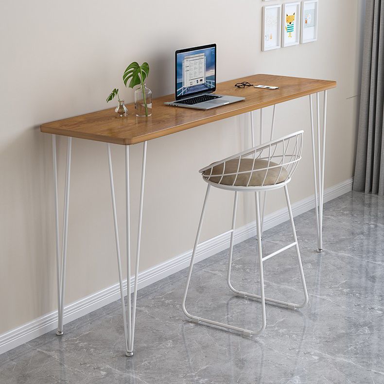 Wood Bar Dining Table Modern Rectangle Bar Table with 4 Legs Pedestal for Dessert Shop