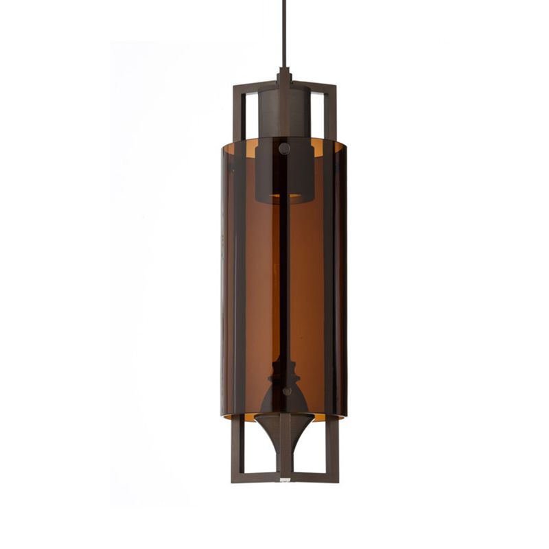 Column Dining Table Suspension Light Grey/Clear/Tan Glass 1-Light Modern Style Ceiling Fixture with Nickel Rectangle Frame