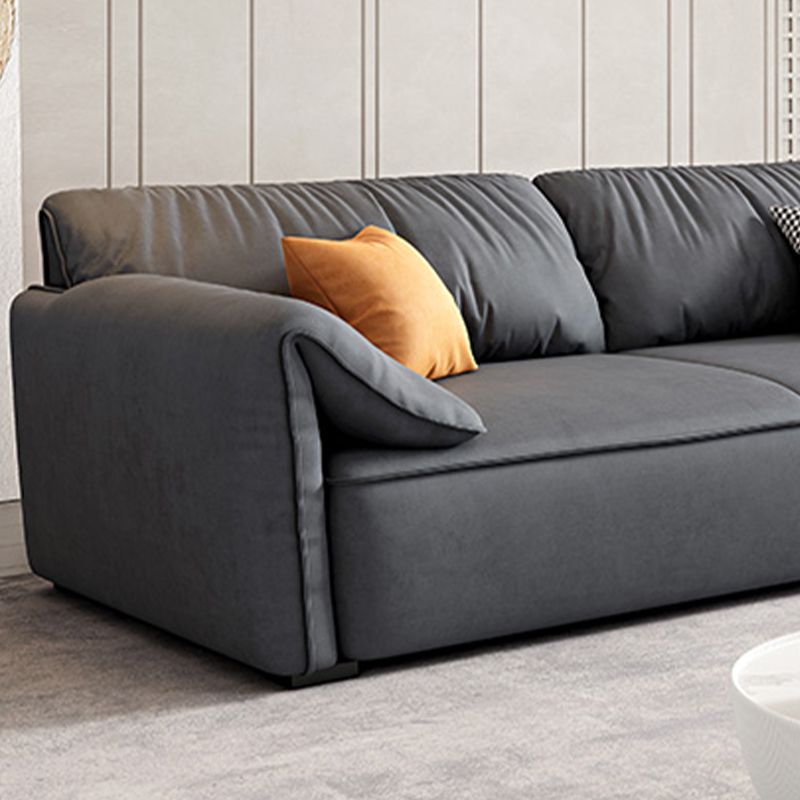 Rectangular Sofa with Pillow Back, Sponge Seat, Padded Pine Chair Legs Gray Frosted Cloth