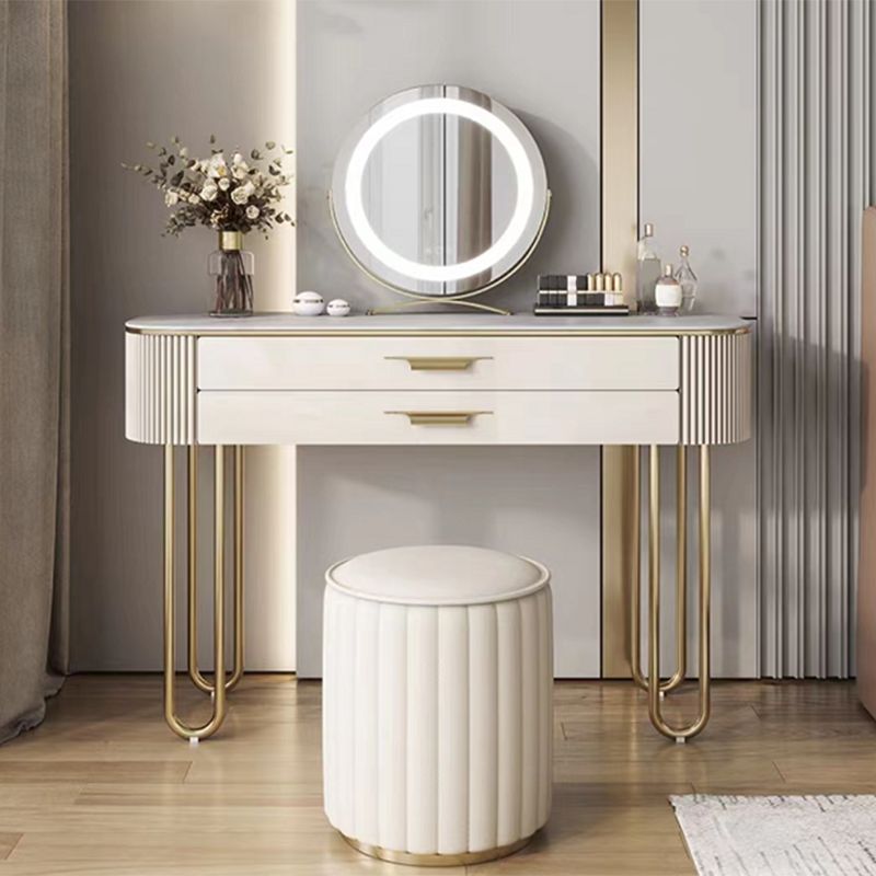 2 Drawers Makeup Table Desk Vanity for Women with Stool- 17.72" D