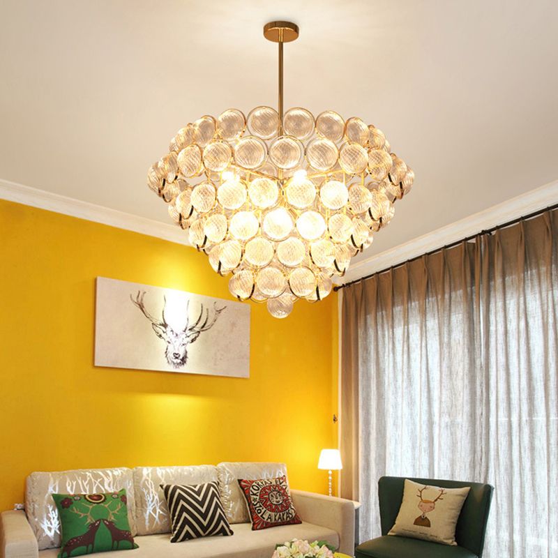 23.5"/33.5" Wide Bubble Chandelier Lamp Modernism Crystal Beige LED Pendant Lighting Fixture for Bedroom