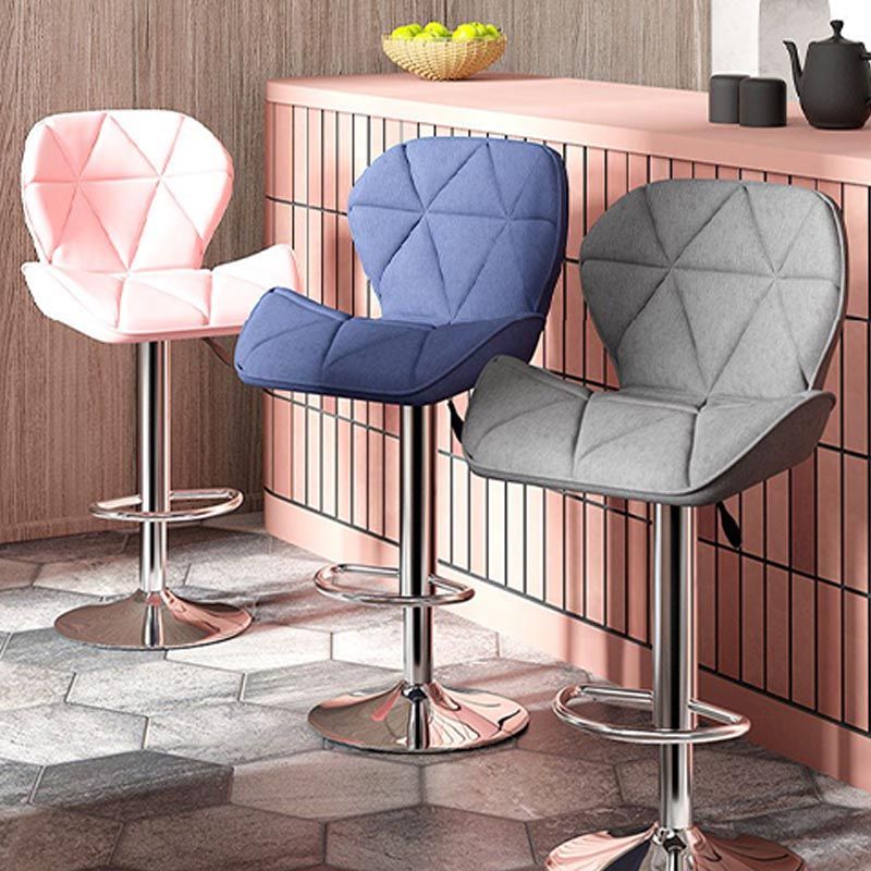 Modern Adjustable Height Swivel Stool Matte Finish Upholstered Bar Stools
