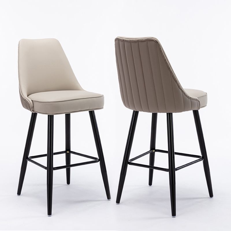 Contemporary Metal Leather Bar Stools Bristol Barstool with Iron Legs and Low Back