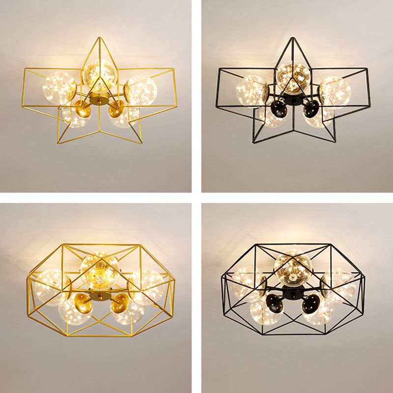 Nordic Modern Metal Flush Light Geometric Ceiling Mounted Light for Bedroom