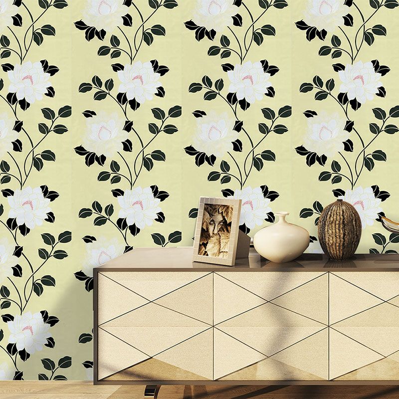 Countryside Wallpaper Roll for Accent Wall, Removable Wall Covering in Black and Yellow