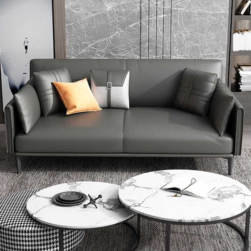 Faux Leather Sofa 33.46 " D x 30.70" H Square Arm  Sofa for Living Room